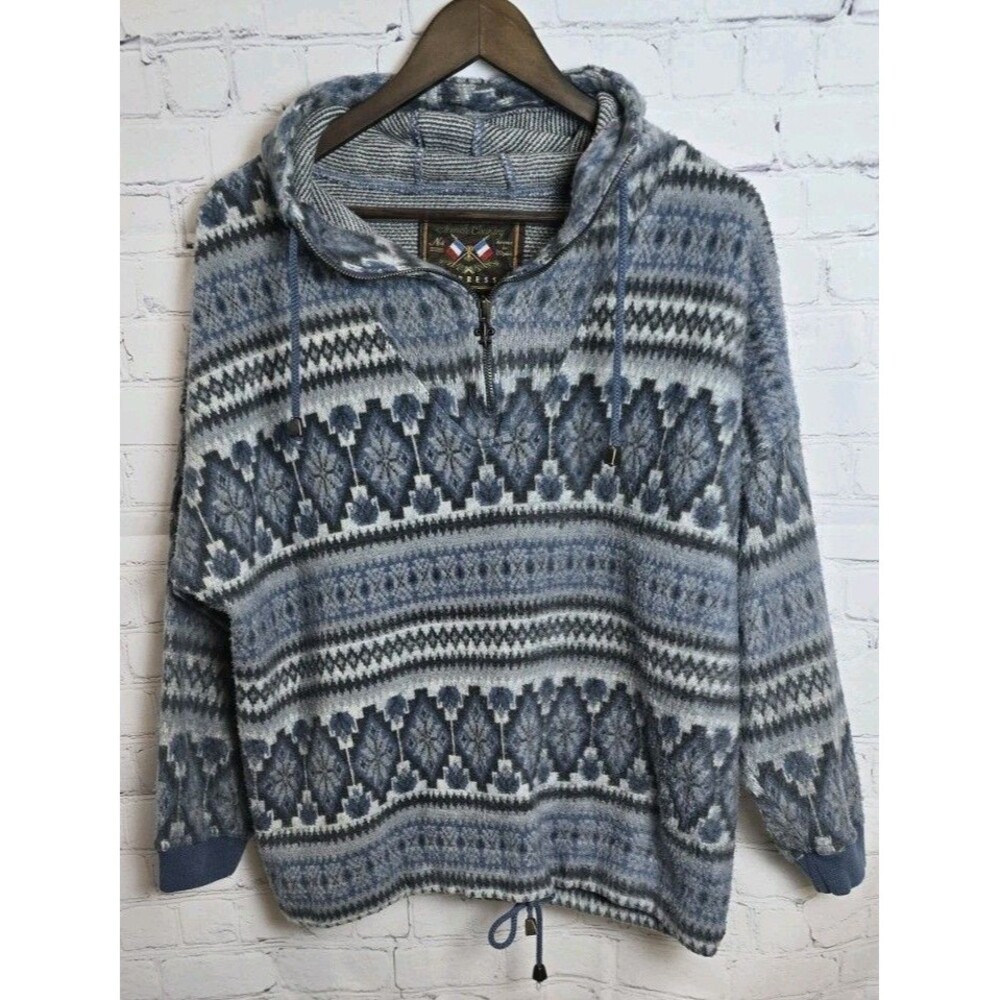 Vintage French Country Express 1/4 Zip Hoodie Pullover Men’s Sm Fleece Aztec 90s